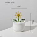 Handcrafted Glass Daisy Bouquet in Pot – Eternal Floral Desk Decor