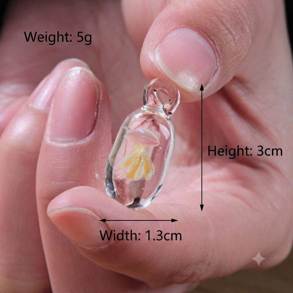 Handmade Lampwork Glass, Jellyfish Capsules,  Necklace/Pendant, 925 Sterling Silver, Ocean Jewelry, Unique Gift