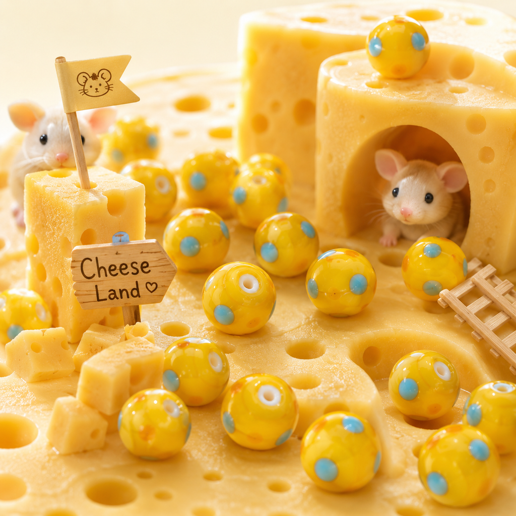 Handmade Lampwork Glass Lemon Beads, Japanese-Style Cute Yellow Polka Dot Wheel Beads, DIY Jewelry Making Supplies & Accessories