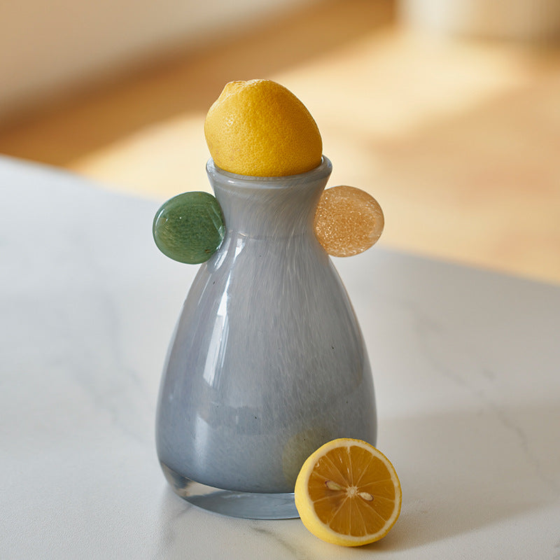 New Handmade Double-Handle Gradient Vintage-Style Small Vase for Dining Table, TV Cabinet, and Flower Display as Soft Decorative Item