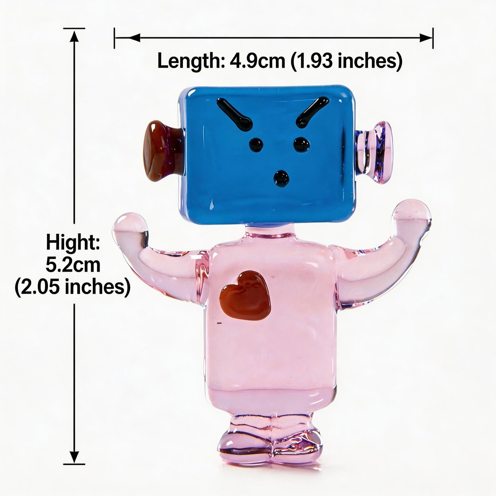 Liuli Robot Figurine Handmade Glass Art Sculpture for Desk Decor