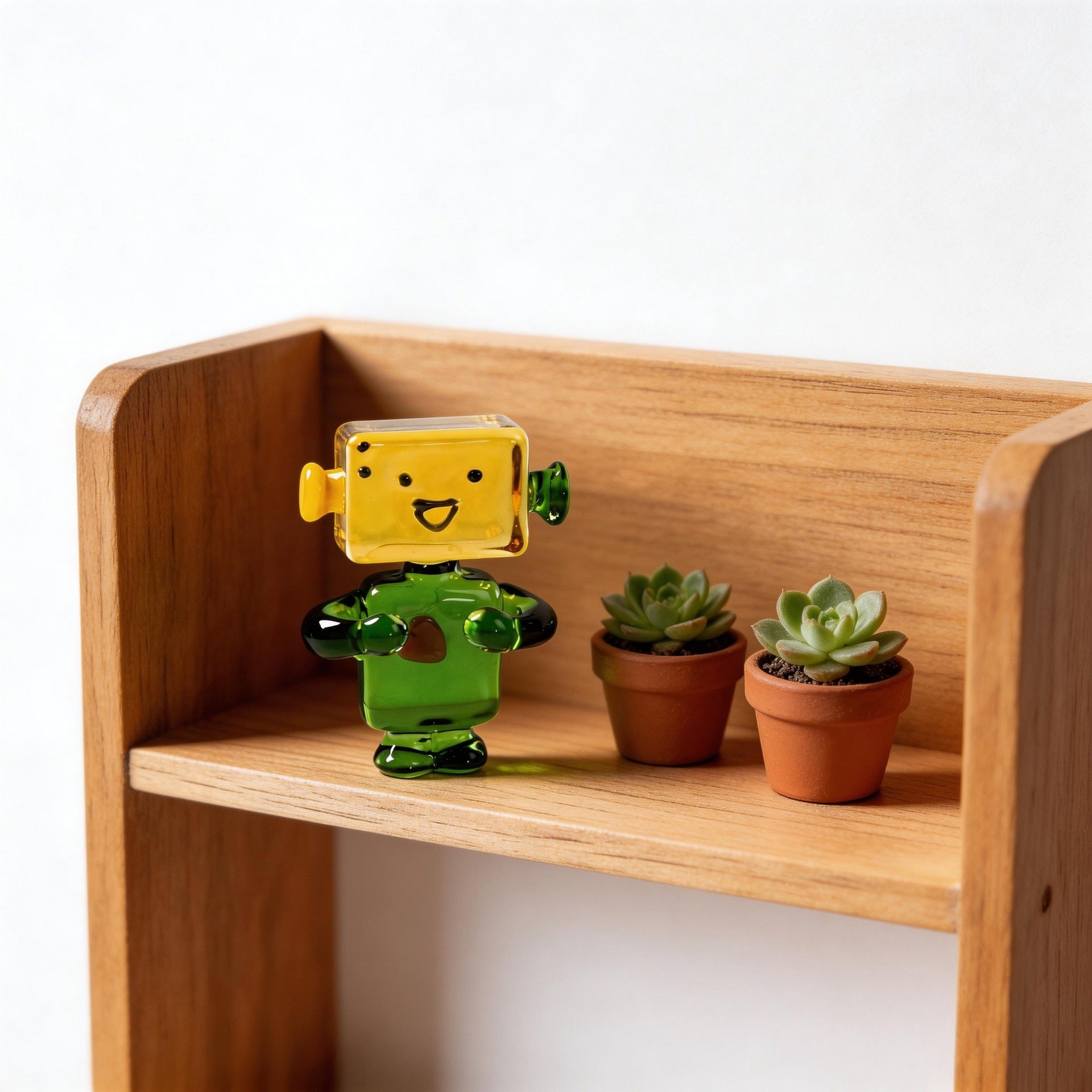 Liuli Robot Figurine Handmade Glass Art Sculpture for Desk Decor