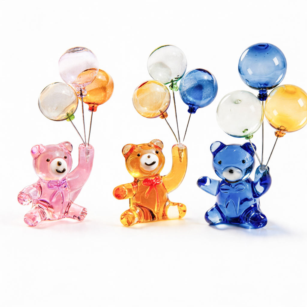 Childlike Handmade Glass Balloon Bear Ornament Craft