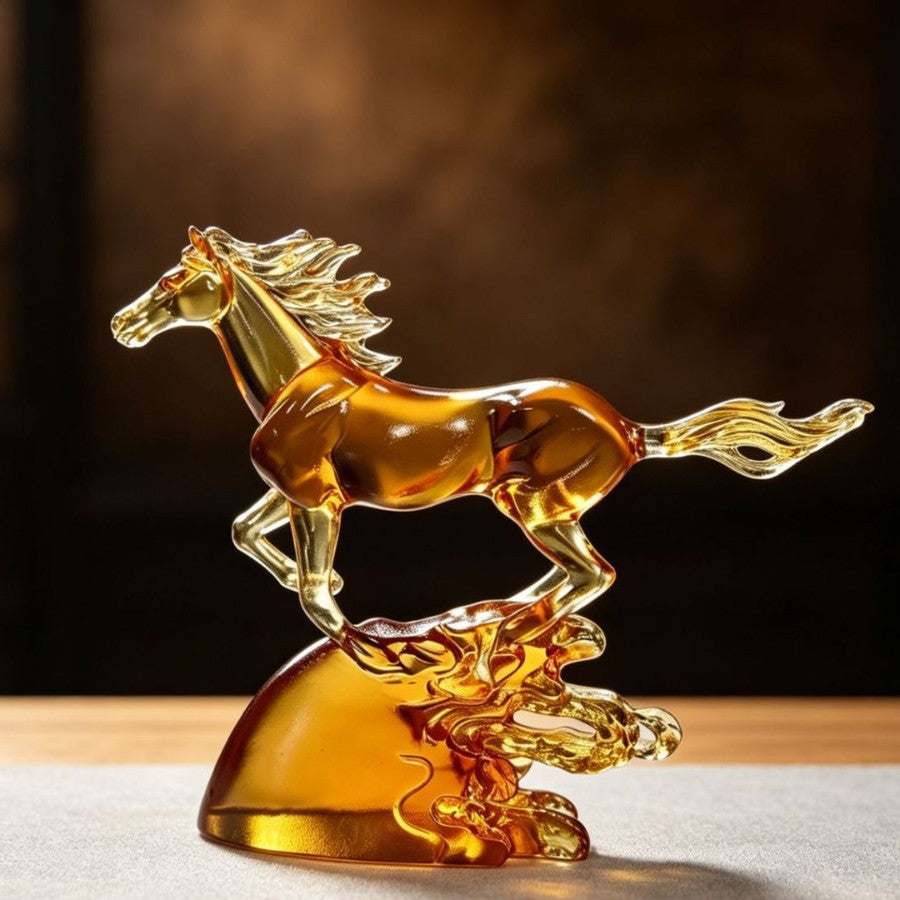 Colorful Auspicious Cloud Horse Ornament | Lucky Steed Home & Study Decor Sculpture