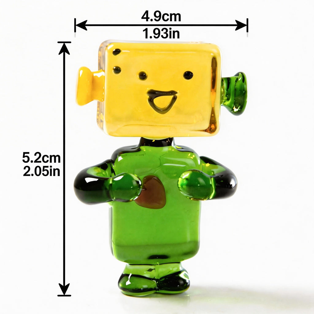 Liuli Robot Figurine Handmade Glass Art Sculpture for Desk Decor