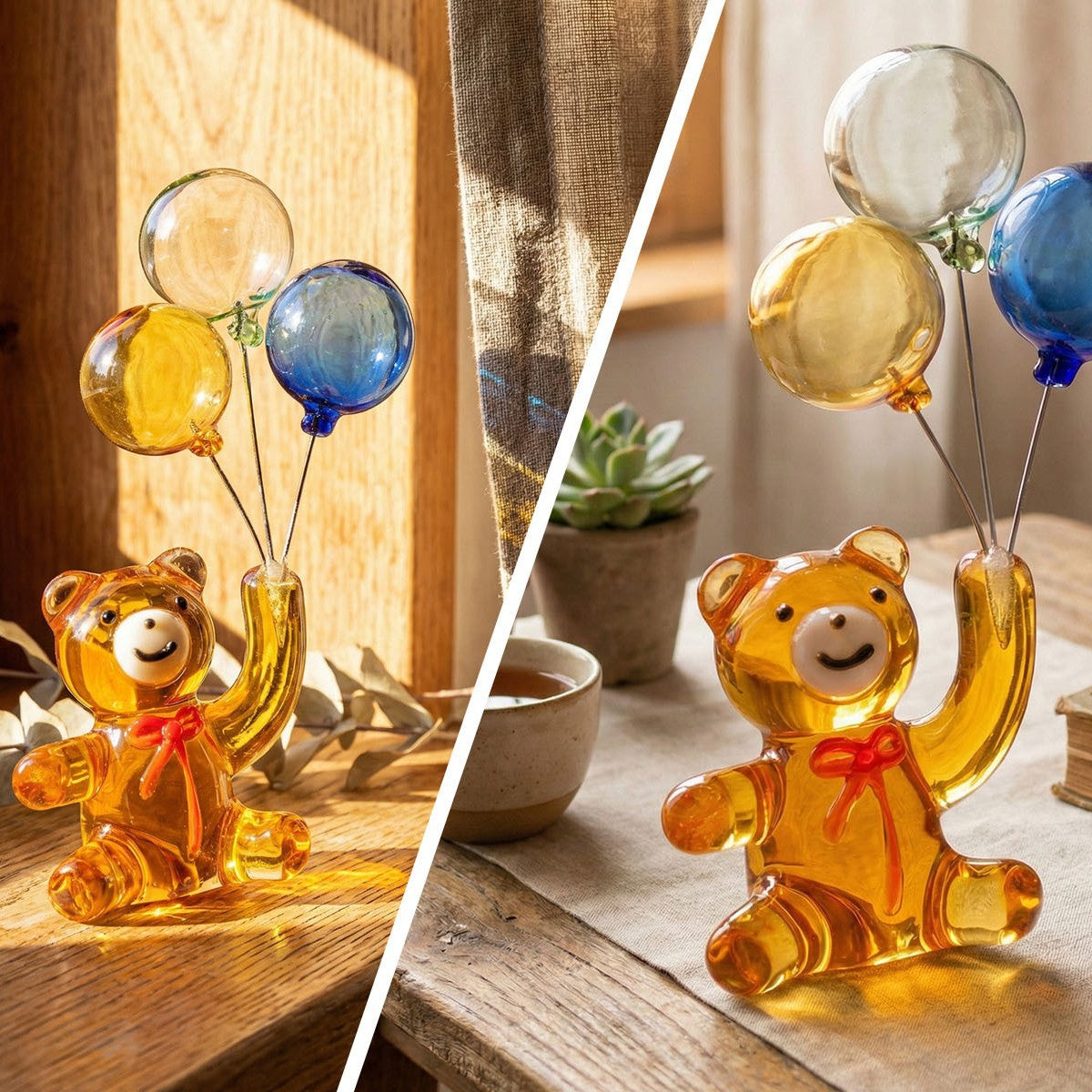 Childlike Handmade Glass Balloon Bear Ornament Craft