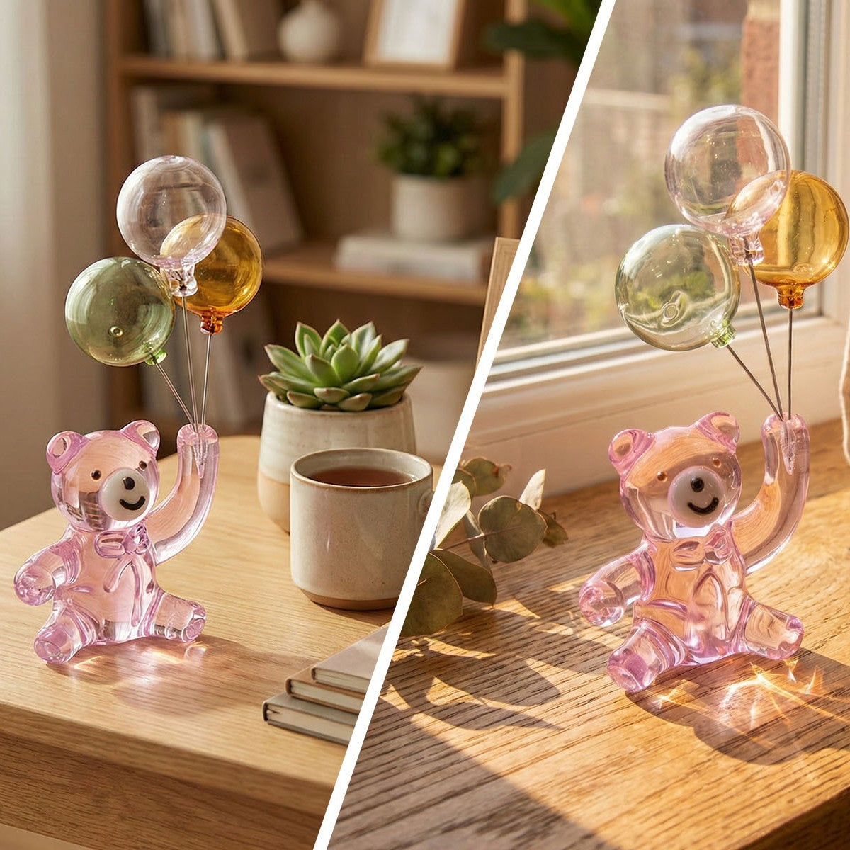 Childlike Handmade Glass Balloon Bear Ornament Craft