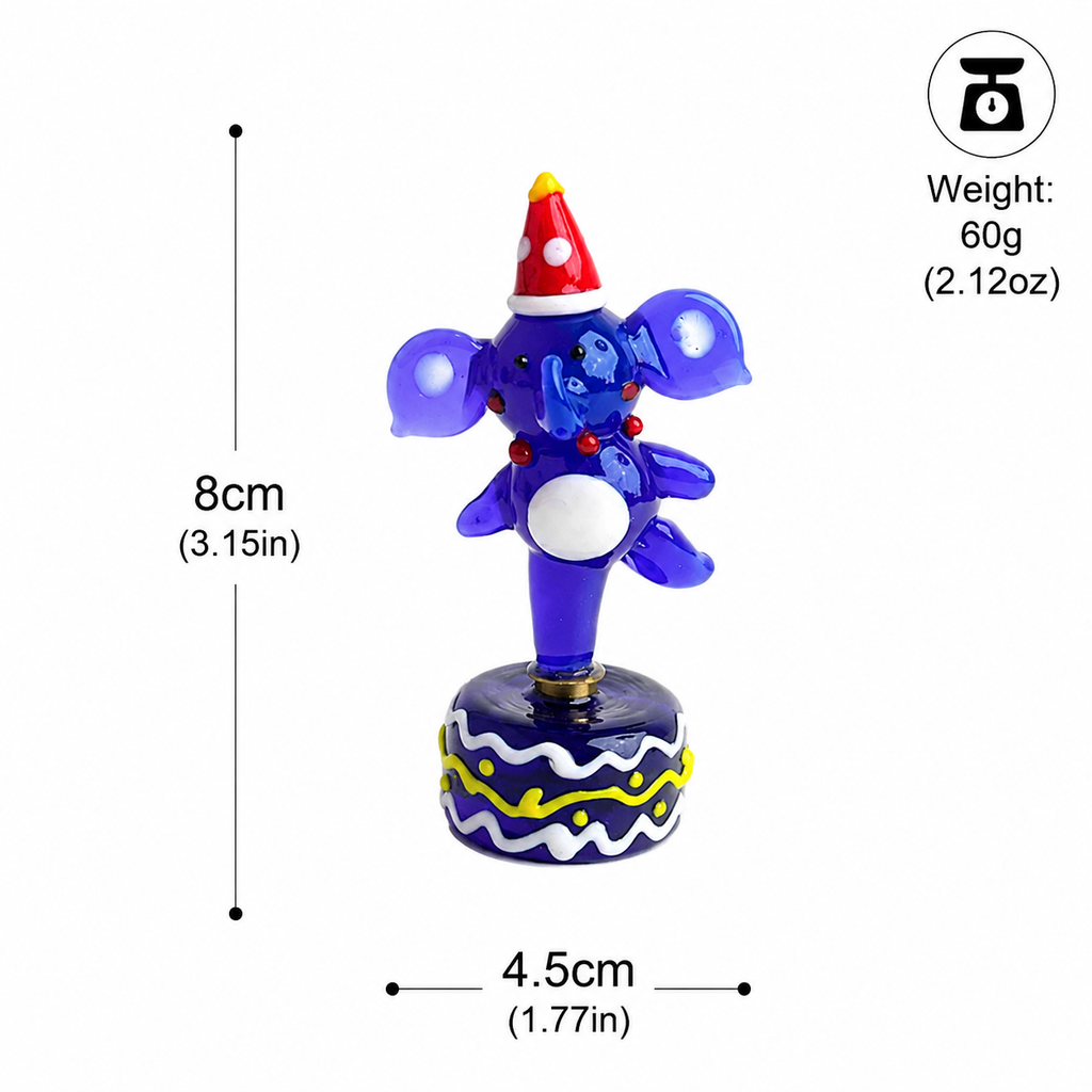 Cute Glass Elephant Figurine with Rotating Base | Creative Desk Gift for Home & Office