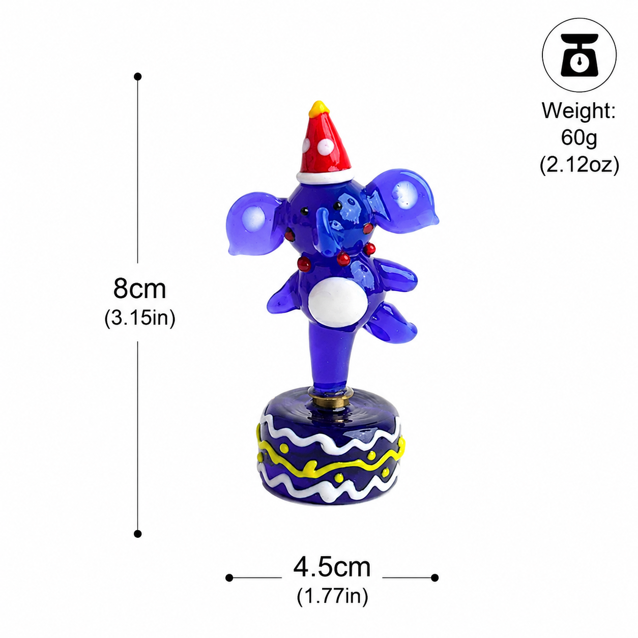 Cute Glass Elephant Figurine with Rotating Base | Creative Desk Gift for Home & Office