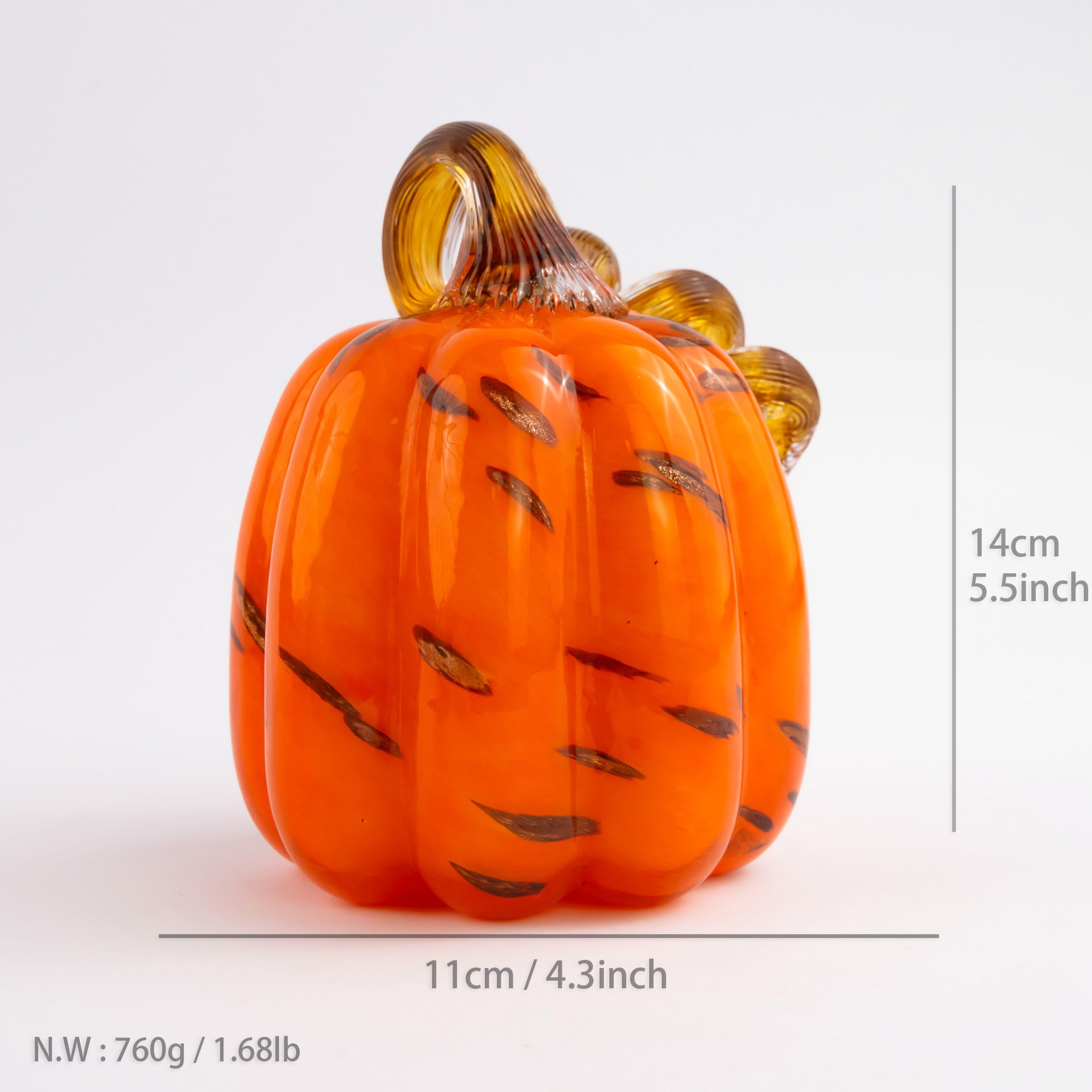 Handmade Glass Pumpkin Figurine |  Home & Office Desk Decor Ornament Gift