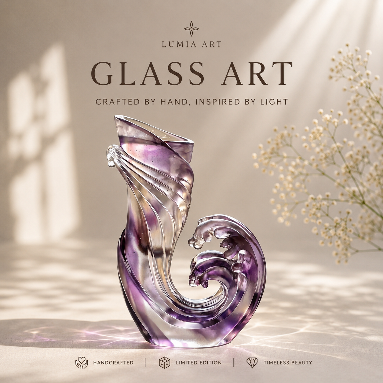 Traditional Exquisite Glazed Dreamy Purple Wave Pattern Vase, Living Room Ornament, French Retro Decorative Flower Vase