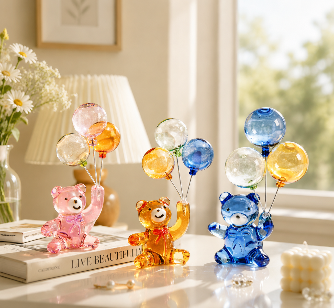 Childlike Handmade Glass Balloon Bear Ornament Craft