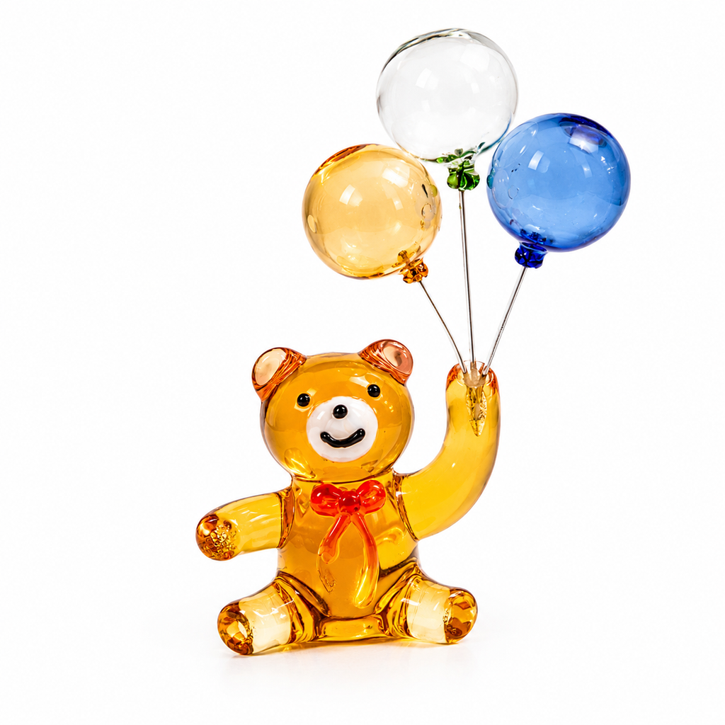Childlike Handmade Glass Balloon Bear Ornament Craft