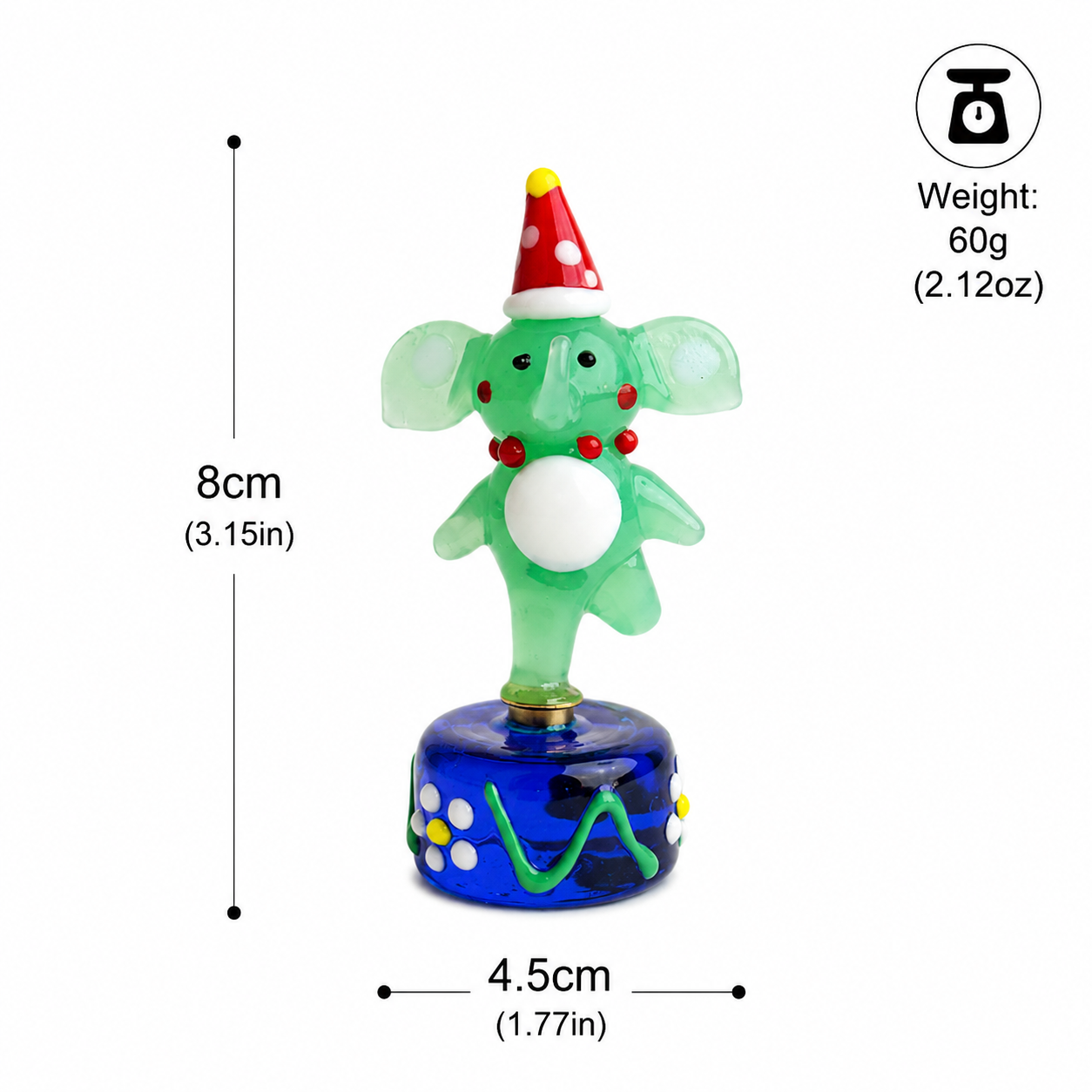 Cute Glass Elephant Figurine with Rotating Base | Creative Desk Gift for Home & Office