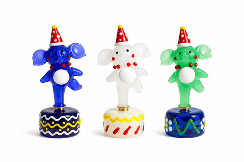 Cute Glass Elephant Figurine with Rotating Base | Creative Desk Gift for Home & Office