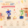 Cute Glass Elephant Figurine with Rotating Base | Creative Desk Gift for Home & Office